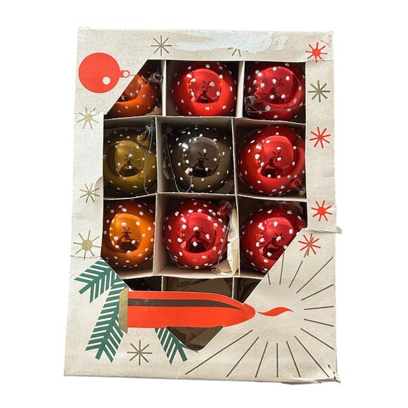 Vintage East Germany Glass Christmas Ornaments • Set of 10 • Original Box • MCM - Picture 2 of 6